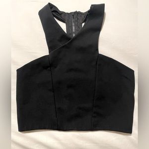 Black crop top - racer-back w/ zipper up the back. Size S